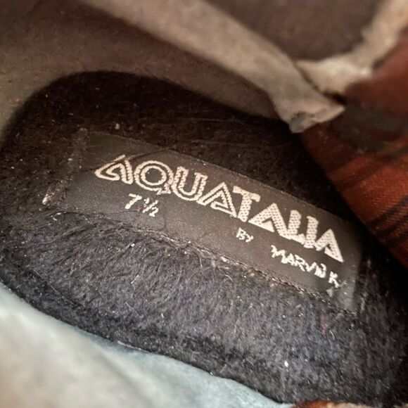 Aquatalia Black Suede Leather Mid-Calf Side Zip Wedge Boots Size 7.5 - Picture 9 of 9